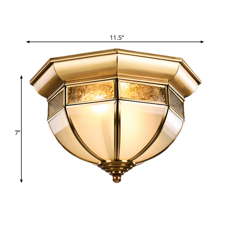 Brass Hat Flush Mount Lamp Traditional Milk Glass LED Ceiling Mounted Light for Living Room Clearhalo 'Ceiling Lights' 'Close To Ceiling Lights' 'Close to ceiling' 'Flush mount' Lighting' 237824