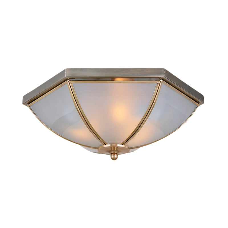 3 Bulbs Umbrella Flush Mount Light Traditional Opal Glass Ceiling Mounted Fixture in Brass Clearhalo 'Ceiling Lights' 'Close To Ceiling Lights' 'Close to ceiling' 'Flush mount' Lighting' 237833