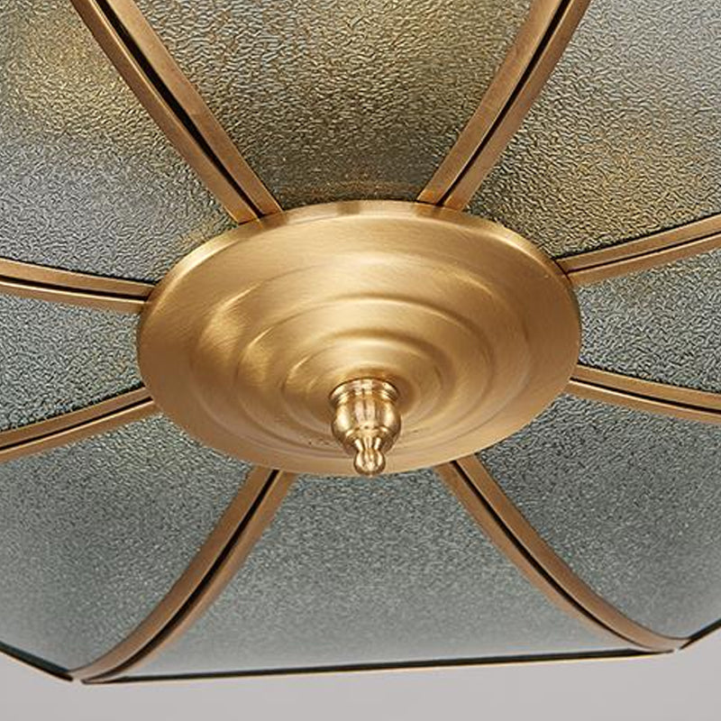 Octagon Flush Mount Tradition Textured Glass Brass 4 Bulbs Ceiling Light Fixture for Bedroom Clearhalo 'Ceiling Lights' 'Close To Ceiling Lights' 'Close to ceiling' 'Flush mount' Lighting' 237843