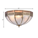 Brass Dome Flush Mount Lamp Traditionary White Glass 3 Bulbs Ceiling Mounted Light for Living Room Clearhalo 'Ceiling Lights' 'Close To Ceiling Lights' 'Close to ceiling' 'Flush mount' Lighting' 237850