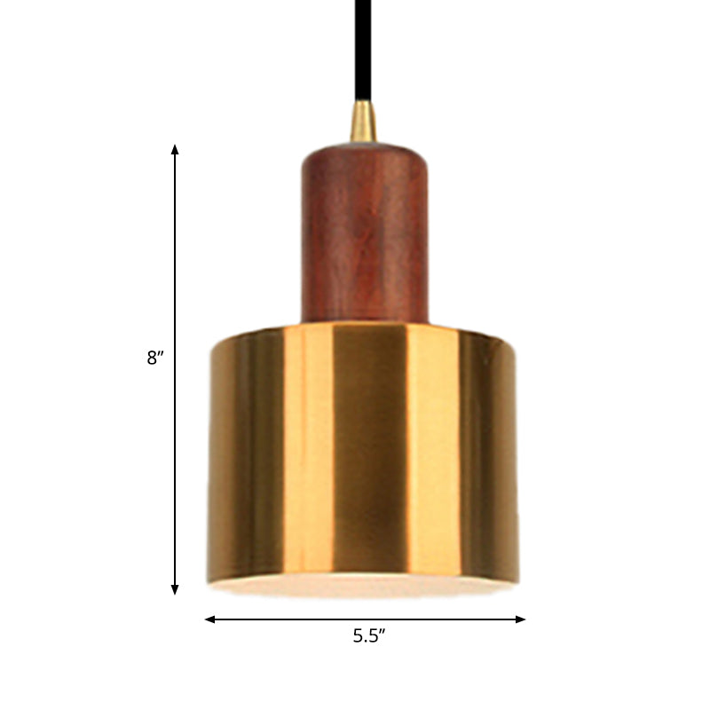 Modern Drum Shape Pendant Light 1 Light Metallic Ceiling Pendant Lamp in Gold for Kitchen Clearhalo 'Ceiling Lights' 'Modern Pendants' 'Modern' 'Pendant Lights' 'Pendants' Lighting' 237854