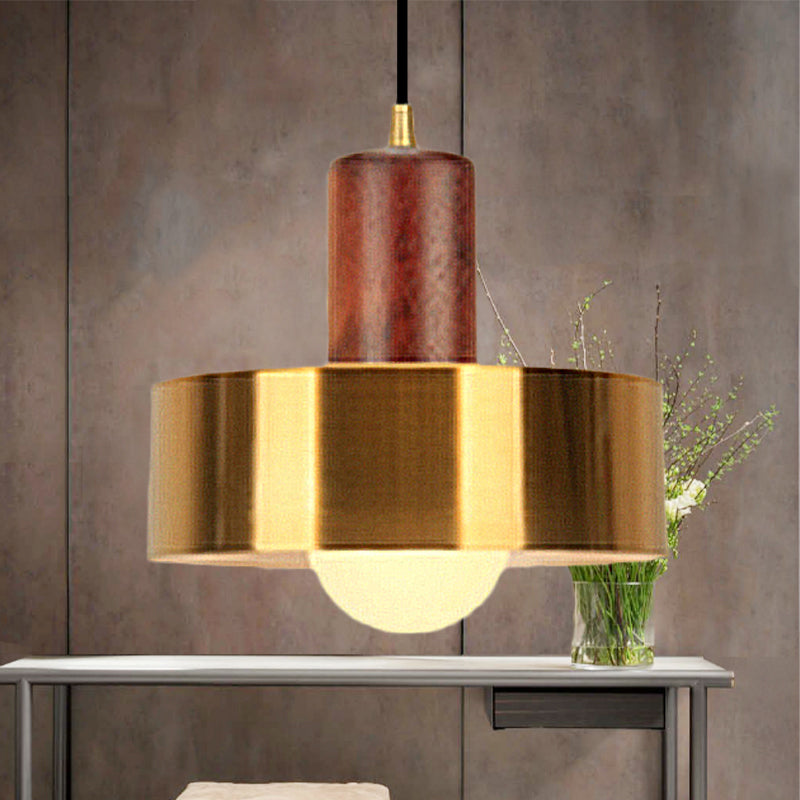 Modern Drum Shape Pendant Light 1 Light Metallic Ceiling Pendant Lamp in Gold for Kitchen Clearhalo 'Ceiling Lights' 'Modern Pendants' 'Modern' 'Pendant Lights' 'Pendants' Lighting' 237863