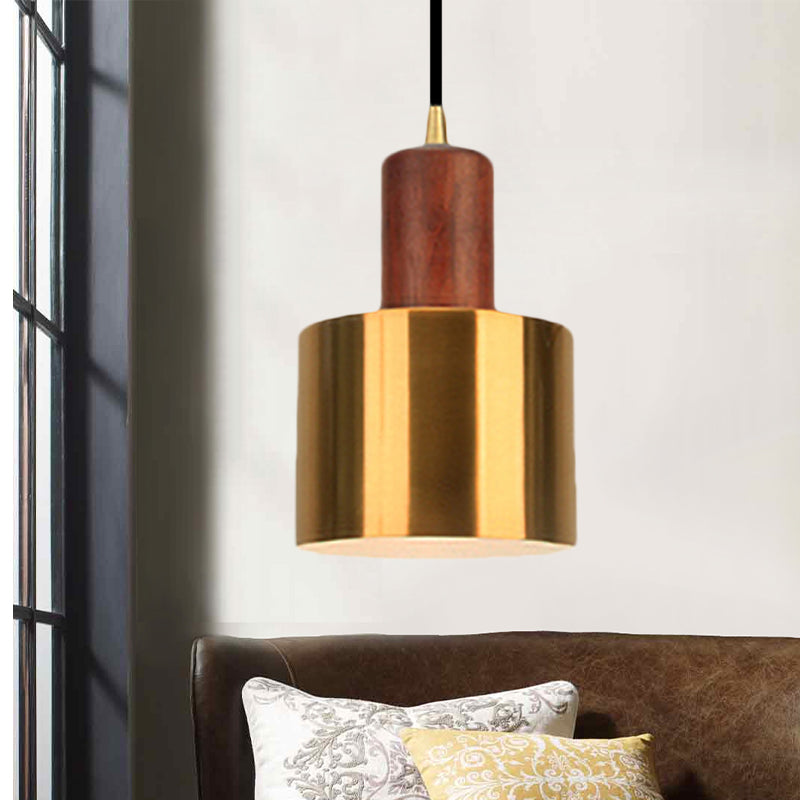 Modern Drum Shape Pendant Light 1 Light Metallic Ceiling Pendant Lamp in Gold for Kitchen Clearhalo 'Ceiling Lights' 'Modern Pendants' 'Modern' 'Pendant Lights' 'Pendants' Lighting' 237867