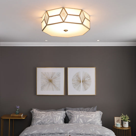 13"/17"/21" Wide Geometrical Flush Mount Traditional White Glass 2/3 Bulbs Ceiling Mount Chandelier Clearhalo 'Ceiling Lights' 'Close To Ceiling Lights' 'Close to ceiling' 'Flush mount' Lighting' 237929