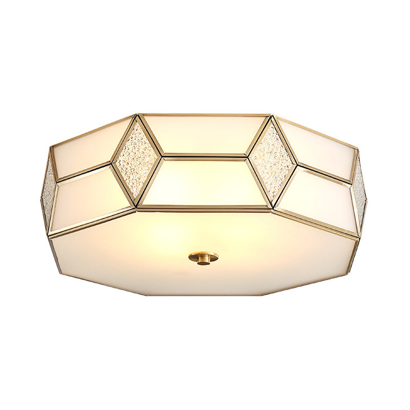 13"/17"/21" Wide Geometrical Flush Mount Traditional White Glass 2/3 Bulbs Ceiling Mount Chandelier Clearhalo 'Ceiling Lights' 'Close To Ceiling Lights' 'Close to ceiling' 'Flush mount' Lighting' 237932