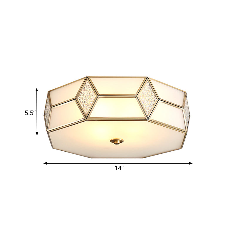 13"/17"/21" Wide Geometrical Flush Mount Traditional White Glass 2/3 Bulbs Ceiling Mount Chandelier Clearhalo 'Ceiling Lights' 'Close To Ceiling Lights' 'Close to ceiling' 'Flush mount' Lighting' 237933