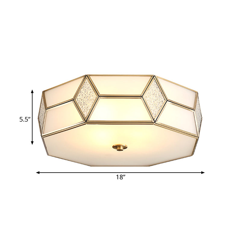 13"/17"/21" Wide Geometrical Flush Mount Traditional White Glass 2/3 Bulbs Ceiling Mount Chandelier Clearhalo 'Ceiling Lights' 'Close To Ceiling Lights' 'Close to ceiling' 'Flush mount' Lighting' 237934