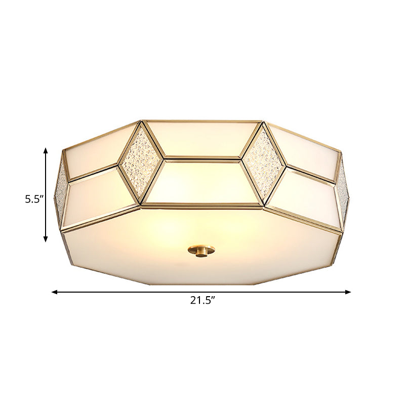 13"/17"/21" Wide Geometrical Flush Mount Traditional White Glass 2/3 Bulbs Ceiling Mount Chandelier Clearhalo 'Ceiling Lights' 'Close To Ceiling Lights' 'Close to ceiling' 'Flush mount' Lighting' 237935