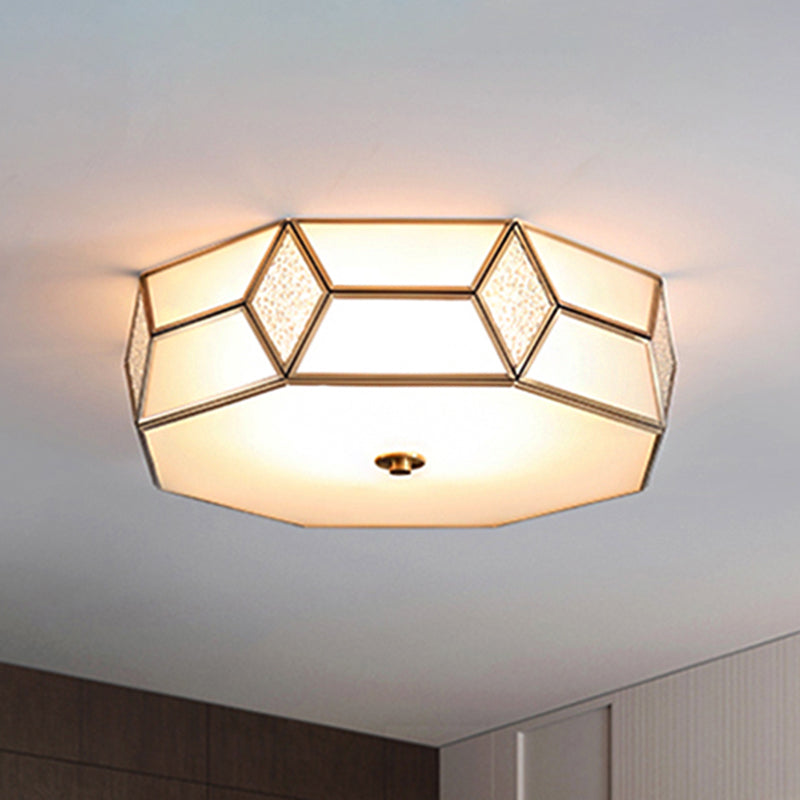 13"/17"/21" Wide Geometrical Flush Mount Traditional White Glass 2/3 Bulbs Ceiling Mount Chandelier Clearhalo 'Ceiling Lights' 'Close To Ceiling Lights' 'Close to ceiling' 'Flush mount' Lighting' 237936