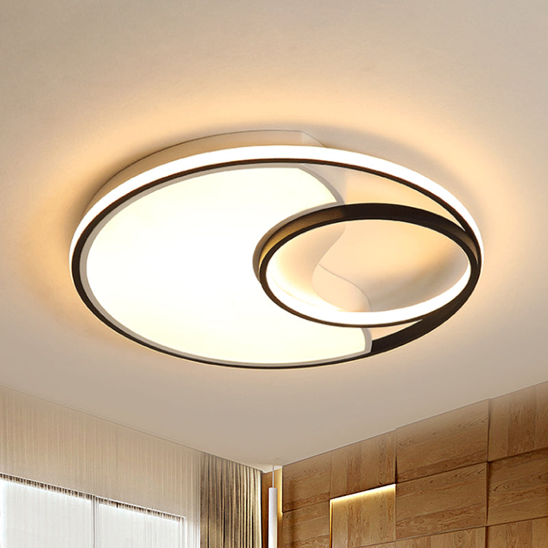 Sun Moon Bathroom Hallway Flush Mount Light Acrylic Modern Simple LED Ceiling Lamp Black Warm Clearhalo 'Ceiling Lights' 'Close To Ceiling Lights' 'Close to ceiling' 'Flush mount' Lighting' 237954