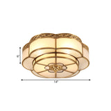 Brass Flower Flush Mount Tradition 3/4/6 Bulbs Opal Glass Ceiling Light Fixture for Bedroom, 14"/18"/23.5" Wide Clearhalo 'Ceiling Lights' 'Close To Ceiling Lights' 'Close to ceiling' 'Flush mount' Lighting' 237964