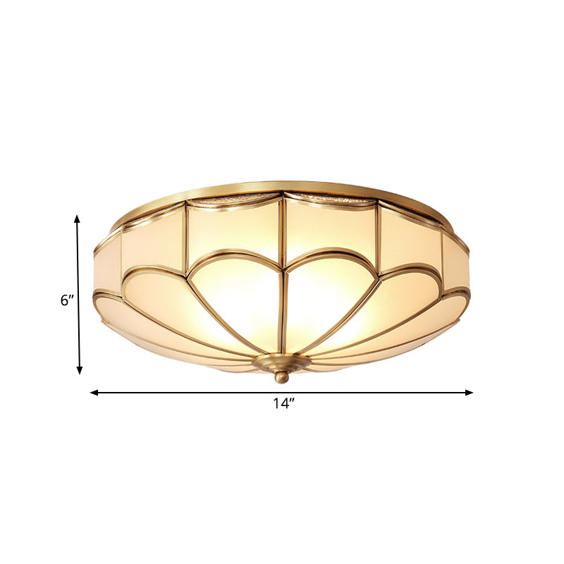 Dome Flush Mount Traditional Opal Glass 14"/18" Wide 3/4 Bulbs Brass Ceiling Mount Chandelier Clearhalo 'Ceiling Lights' 'Close To Ceiling Lights' 'Close to ceiling' 'Flush mount' Lighting' 237976