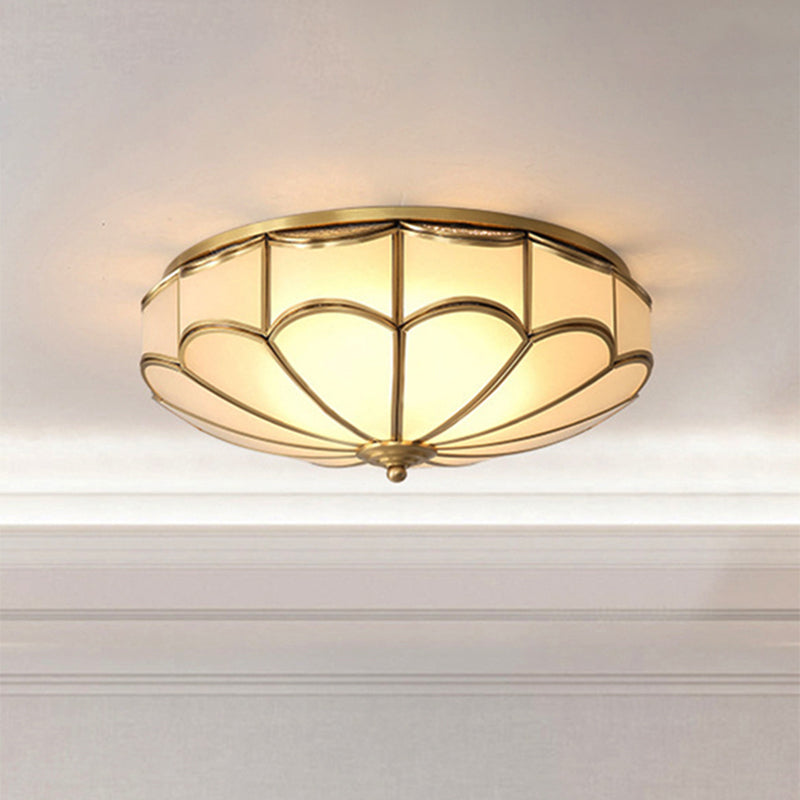 Dome Flush Mount Traditional Opal Glass 14"/18" Wide 3/4 Bulbs Brass Ceiling Mount Chandelier Clearhalo 'Ceiling Lights' 'Close To Ceiling Lights' 'Close to ceiling' 'Flush mount' Lighting' 237982