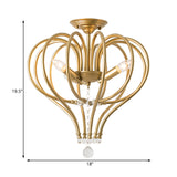 Metal Laser Cut Semi Flush Mount Traditional 3 Bulbs Brass Ceiling Mount Chandelier Clearhalo 'Ceiling Lights' 'Close To Ceiling Lights' 'Close to ceiling' 'Semi-flushmount' Lighting' 238193