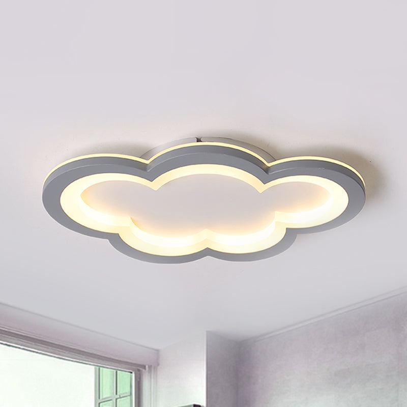 Lovely Cloud Ceiling Flush Light Modern Acrylic LED Flush Mount Light for Play Room Grey 21.5" Clearhalo 'Ceiling Lights' 'Close To Ceiling Lights' 'Close to ceiling' 'Semi-flushmount' Lighting' 238274