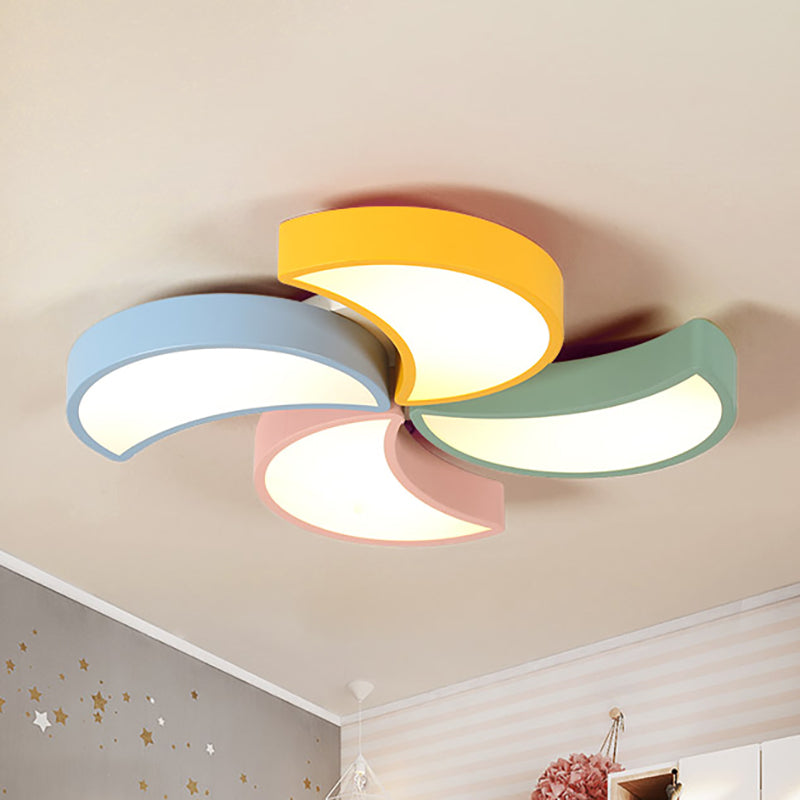 Art Deco Crescent Shape Ceiling Light Fixture Acrylic Multi Color Flush Mount Ceiling Light for Nursing room Blue-Yellow-Green-Pink Clearhalo 'Ceiling Lights' 'Close To Ceiling Lights' 'Close to ceiling' Lighting' 238290