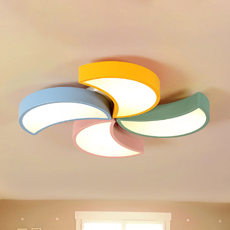 Art Deco Crescent Shape Ceiling Light Fixture Acrylic Multi Color Flush Mount Ceiling Light for Nursing room Clearhalo 'Ceiling Lights' 'Close To Ceiling Lights' 'Close to ceiling' Lighting' 238291