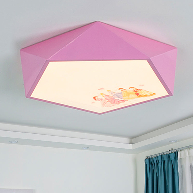 Geometry Shape Kindergarten Flush Mount Ceiling Fixture Acrylic Cartoon Ceiling Light in Pink Pink Clearhalo 'Ceiling Lights' 'Close To Ceiling Lights' 'Close to ceiling' 'Flush mount' Lighting' 238303