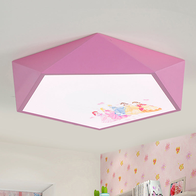 Geometry Shape Kindergarten Flush Mount Ceiling Fixture Acrylic Cartoon Ceiling Light in Pink Clearhalo 'Ceiling Lights' 'Close To Ceiling Lights' 'Close to ceiling' 'Flush mount' Lighting' 238304