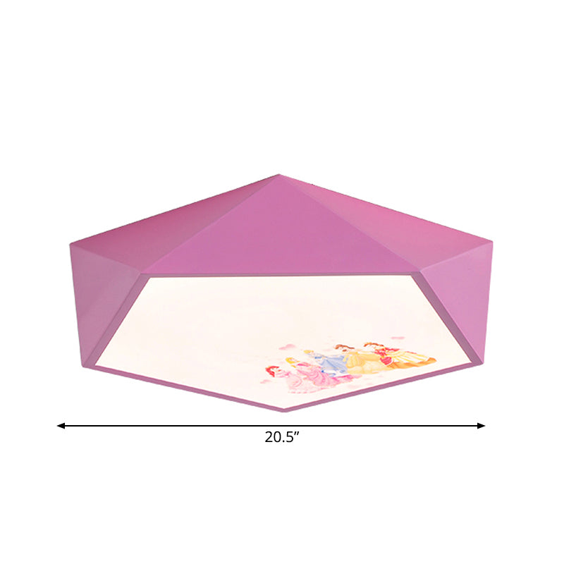 Geometry Shape Kindergarten Flush Mount Ceiling Fixture Acrylic Cartoon Ceiling Light in Pink Clearhalo 'Ceiling Lights' 'Close To Ceiling Lights' 'Close to ceiling' 'Flush mount' Lighting' 238306