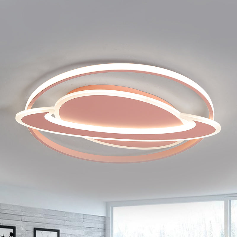 Modern Contemporary Planet Ceiling Light Fixture Acrylic Flush Mount Ceiling Fixture for Bedroom Pink Clearhalo 'Ceiling Lights' 'Close To Ceiling Lights' 'Close to ceiling' 'Flush mount' Lighting' 238333