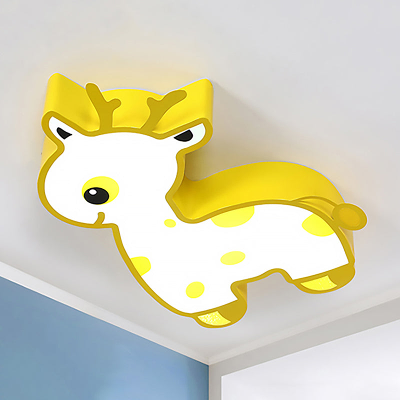 Cartoon Deer Flush Ceiling Light Fixture Acrylic Ceiling Light Fixture for Kindergarten Kid Bedroom Yellow Clearhalo 'Ceiling Lights' 'Close To Ceiling Lights' 'Close to ceiling' 'Flush mount' Lighting' 238358