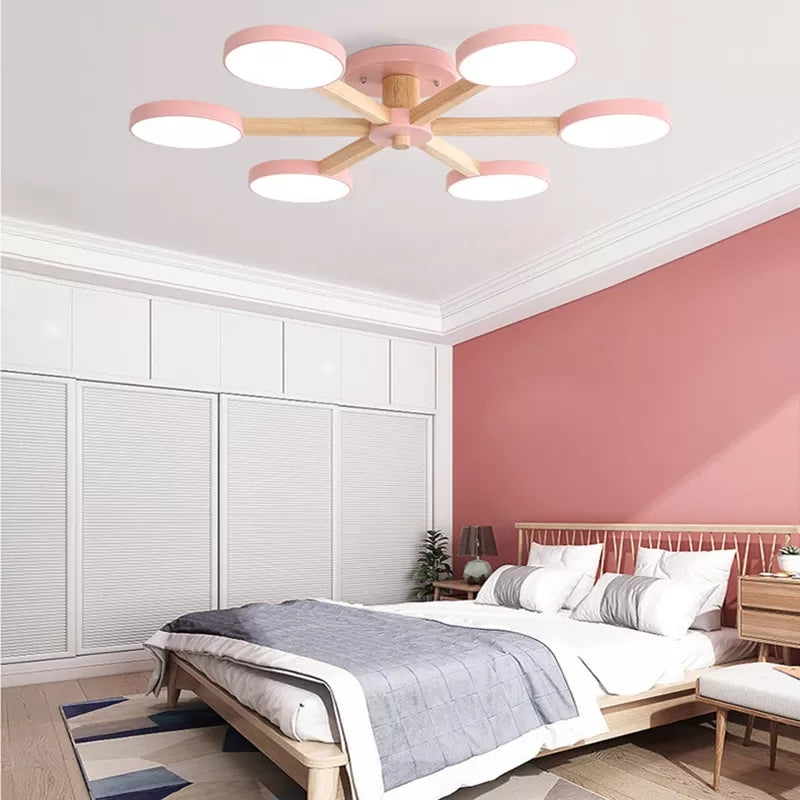 Undertint Snowflake Semi Ceiling Mount Light 8 Lights Modern Macaron Flush Light for Living Room Clearhalo 'Ceiling Lights' 'Close To Ceiling Lights' 'Close to ceiling' 'Semi-flushmount' Lighting' 23837