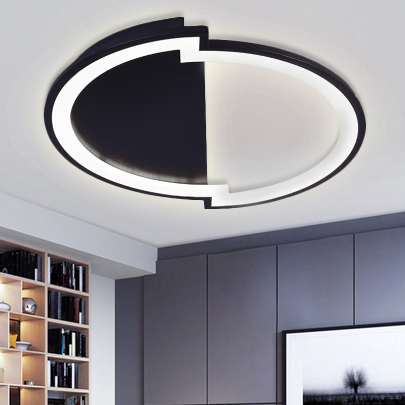 Round Acrylic Flush Light Fixture Simple 16"/19.5"/23.5" Wide LED White/Black/White and Black Ceiling Flushmount in Warm/White Light Black Clearhalo 'Ceiling Lights' 'Close To Ceiling Lights' 'Close to ceiling' 'Flush mount' Lighting' 238393