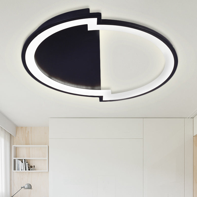 Round Acrylic Flush Light Fixture Simple 16"/19.5"/23.5" Wide LED White/Black/White and Black Ceiling Flushmount in Warm/White Light Clearhalo 'Ceiling Lights' 'Close To Ceiling Lights' 'Close to ceiling' 'Flush mount' Lighting' 238394