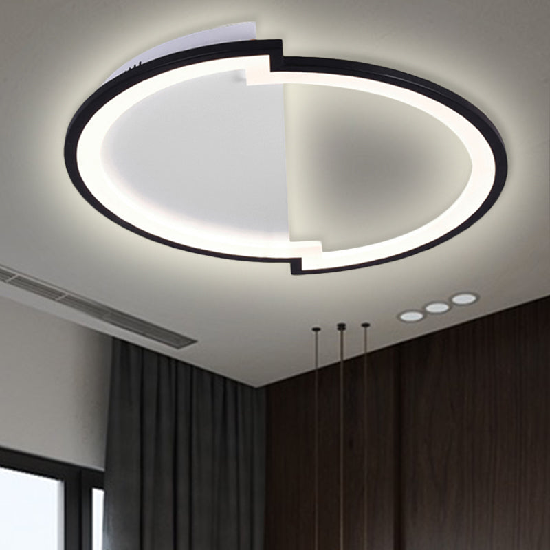 Round Acrylic Flush Light Fixture Simple 16"/19.5"/23.5" Wide LED White/Black/White and Black Ceiling Flushmount in Warm/White Light Black-White Clearhalo 'Ceiling Lights' 'Close To Ceiling Lights' 'Close to ceiling' 'Flush mount' Lighting' 238396