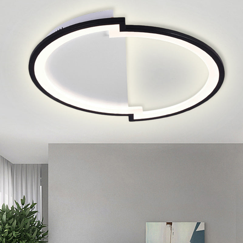 Round Acrylic Flush Light Fixture Simple 16"/19.5"/23.5" Wide LED White/Black/White and Black Ceiling Flushmount in Warm/White Light Clearhalo 'Ceiling Lights' 'Close To Ceiling Lights' 'Close to ceiling' 'Flush mount' Lighting' 238397