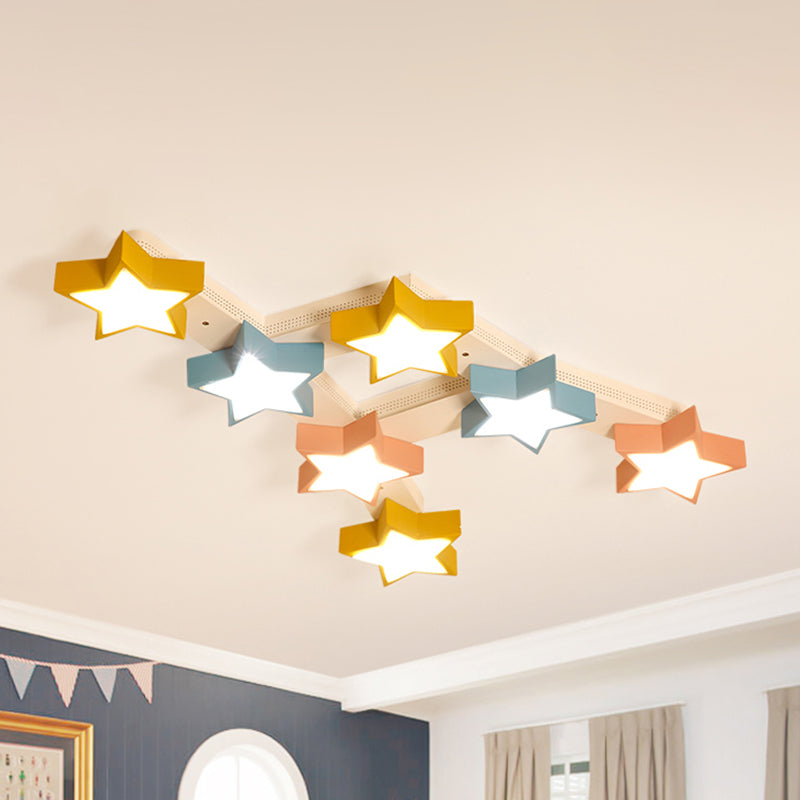 Starry Child Bedroom Ceiling Lamp Acrylic 7 Head Macron Style Multi-Color Flush Ceiling Light Clearhalo 'Ceiling Lights' 'Close To Ceiling Lights' 'Close to ceiling' 'Flush mount' Lighting' 238403