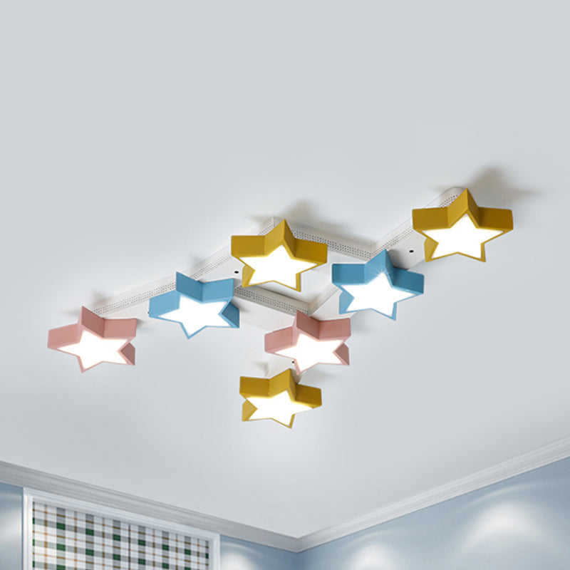 Starry Child Bedroom Ceiling Lamp Acrylic 7 Head Macron Style Multi-Color Flush Ceiling Light Clearhalo 'Ceiling Lights' 'Close To Ceiling Lights' 'Close to ceiling' 'Flush mount' Lighting' 238405