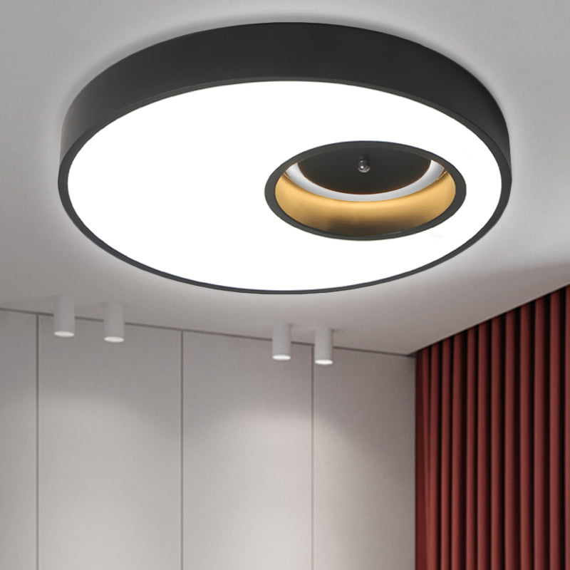 Black/White Round Shade Ceiling Flush Light Contemporary Acrylic Warm/White Lighting LED Bedroom Ceiling Light, 18"/23.5" Wide Black Clearhalo 'Ceiling Lights' 'Close To Ceiling Lights' 'Close to ceiling' 'Flush mount' Lighting' 238407