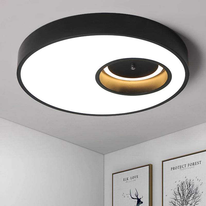 Black/White Round Shade Ceiling Flush Light Contemporary Acrylic Warm/White Lighting LED Bedroom Ceiling Light, 18"/23.5" Wide Clearhalo 'Ceiling Lights' 'Close To Ceiling Lights' 'Close to ceiling' 'Flush mount' Lighting' 238408