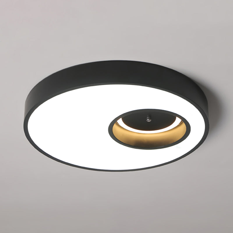 Black/White Round Shade Ceiling Flush Light Contemporary Acrylic Warm/White Lighting LED Bedroom Ceiling Light, 18"/23.5" Wide Clearhalo 'Ceiling Lights' 'Close To Ceiling Lights' 'Close to ceiling' 'Flush mount' Lighting' 238412