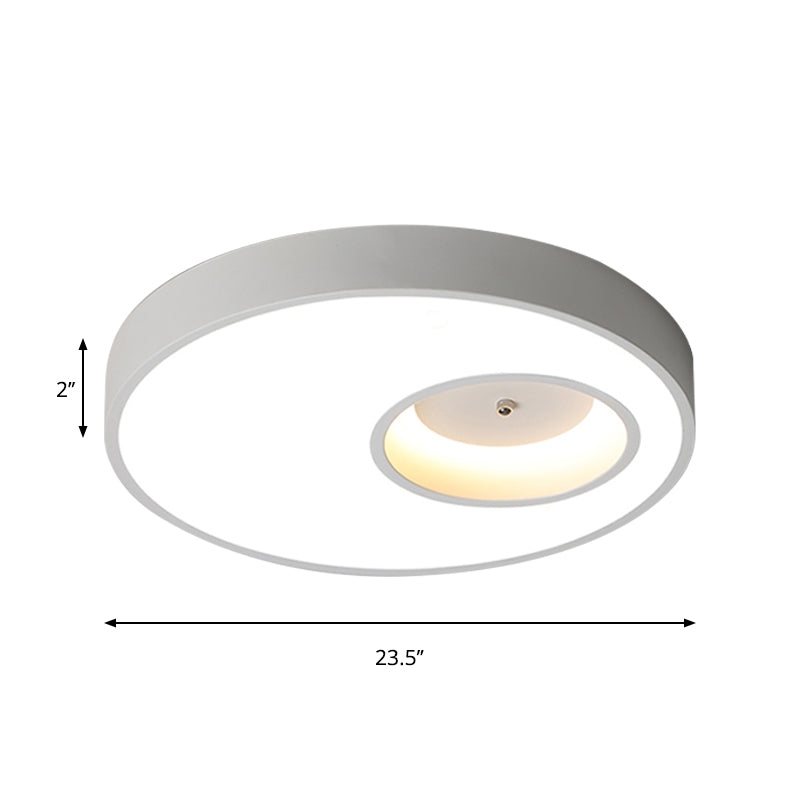 Black/White Round Shade Ceiling Flush Light Contemporary Acrylic Warm/White Lighting LED Bedroom Ceiling Light, 18"/23.5" Wide Clearhalo 'Ceiling Lights' 'Close To Ceiling Lights' 'Close to ceiling' 'Flush mount' Lighting' 238413