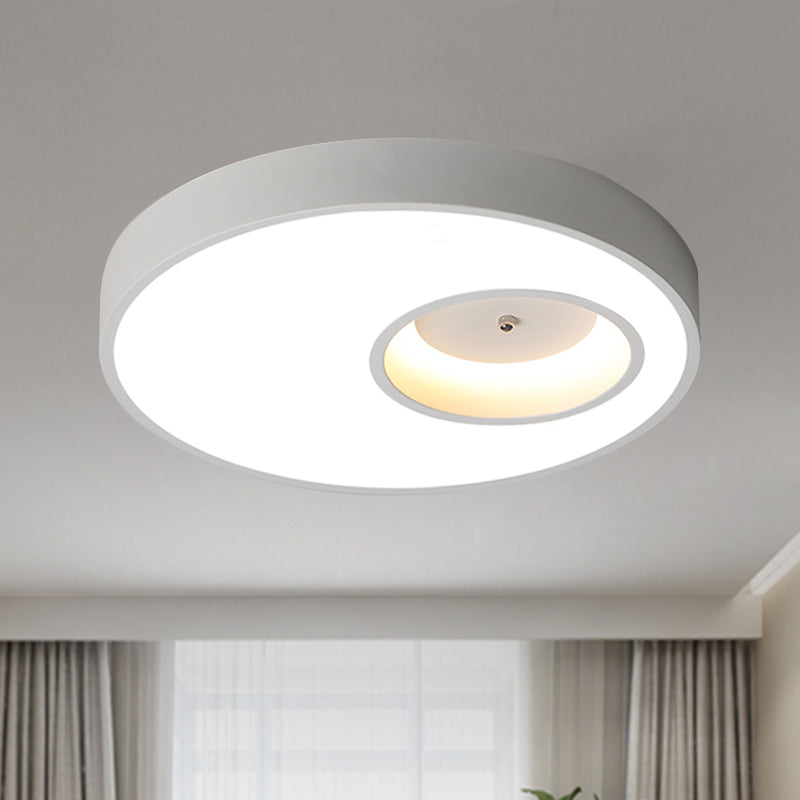 Black/White Round Shade Ceiling Flush Light Contemporary Acrylic Warm/White Lighting LED Bedroom Ceiling Light, 18"/23.5" Wide White Clearhalo 'Ceiling Lights' 'Close To Ceiling Lights' 'Close to ceiling' 'Flush mount' Lighting' 238414