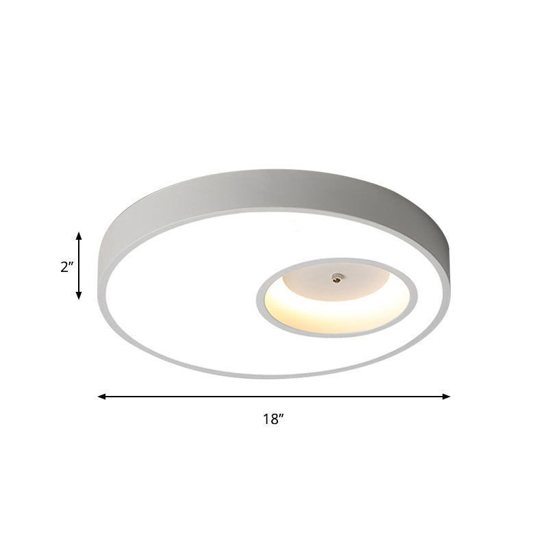 Black/White Round Shade Ceiling Flush Light Contemporary Acrylic Warm/White Lighting LED Bedroom Ceiling Light, 18"/23.5" Wide Clearhalo 'Ceiling Lights' 'Close To Ceiling Lights' 'Close to ceiling' 'Flush mount' Lighting' 238417