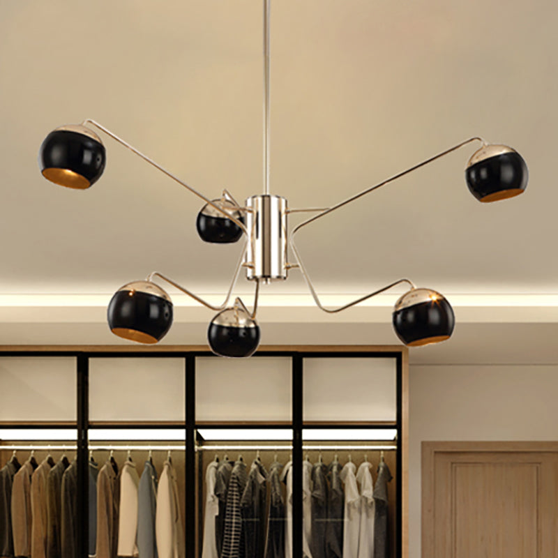 Modern Globe Shade Chandelier Pendant Light Metal 6/8/12 Heads Black Hanging Light for Bedroom Clearhalo 'Ceiling Lights' 'Chandeliers' 'Modern Chandeliers' 'Modern' Lighting' 238418