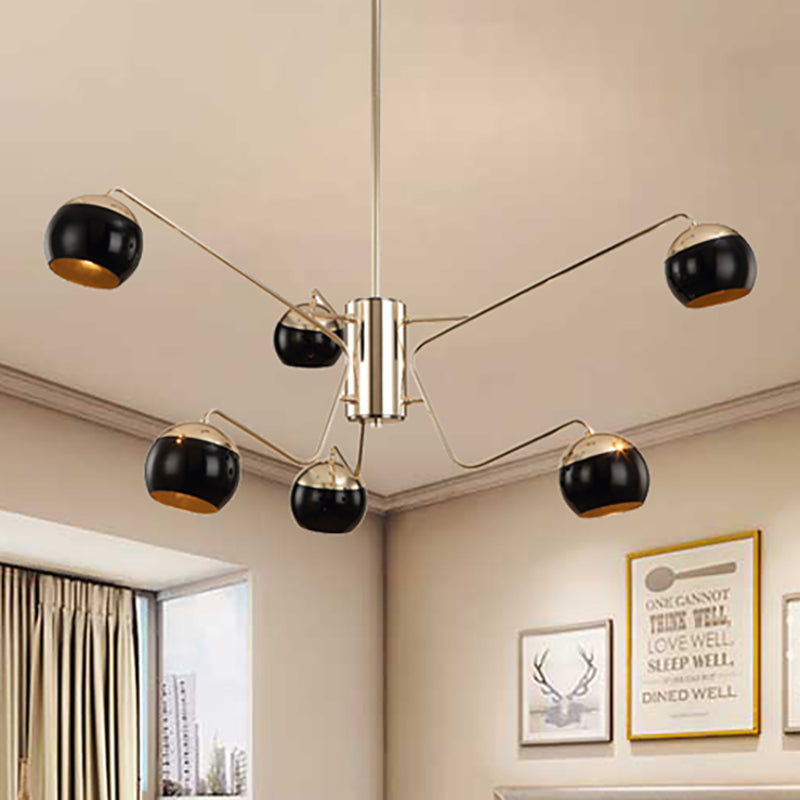 Modern Globe Shade Chandelier Pendant Light Metal 6/8/12 Heads Black Hanging Light for Bedroom Clearhalo 'Ceiling Lights' 'Chandeliers' 'Modern Chandeliers' 'Modern' Lighting' 238419