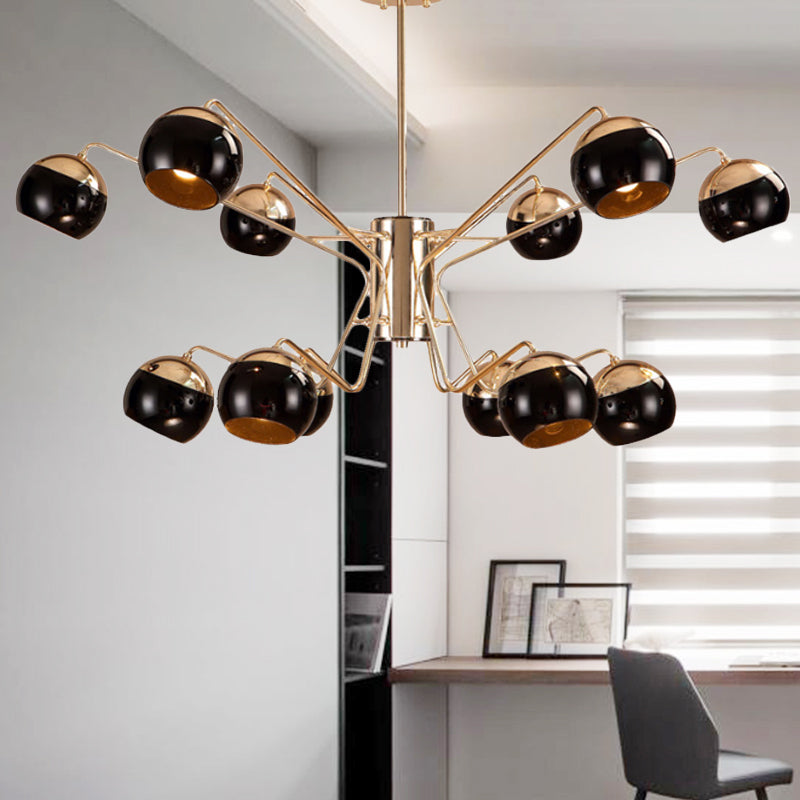 Modern Globe Shade Chandelier Pendant Light Metal 6/8/12 Heads Black Hanging Light for Bedroom Clearhalo 'Ceiling Lights' 'Chandeliers' 'Modern Chandeliers' 'Modern' Lighting' 238421