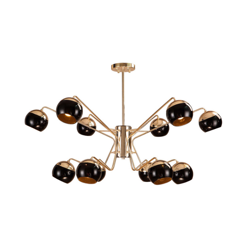 Modern Globe Shade Chandelier Pendant Light Metal 6/8/12 Heads Black Hanging Light for Bedroom 12 Black Clearhalo 'Ceiling Lights' 'Chandeliers' 'Modern Chandeliers' 'Modern' Lighting' 238423