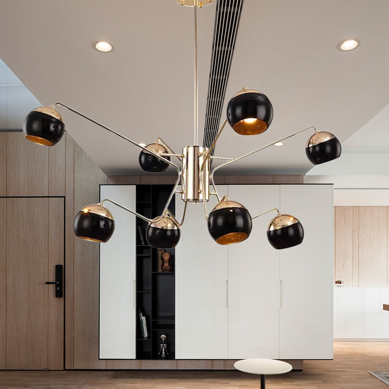 Modern Globe Shade Chandelier Pendant Light Metal 6/8/12 Heads Black Hanging Light for Bedroom Clearhalo 'Ceiling Lights' 'Chandeliers' 'Modern Chandeliers' 'Modern' Lighting' 238426