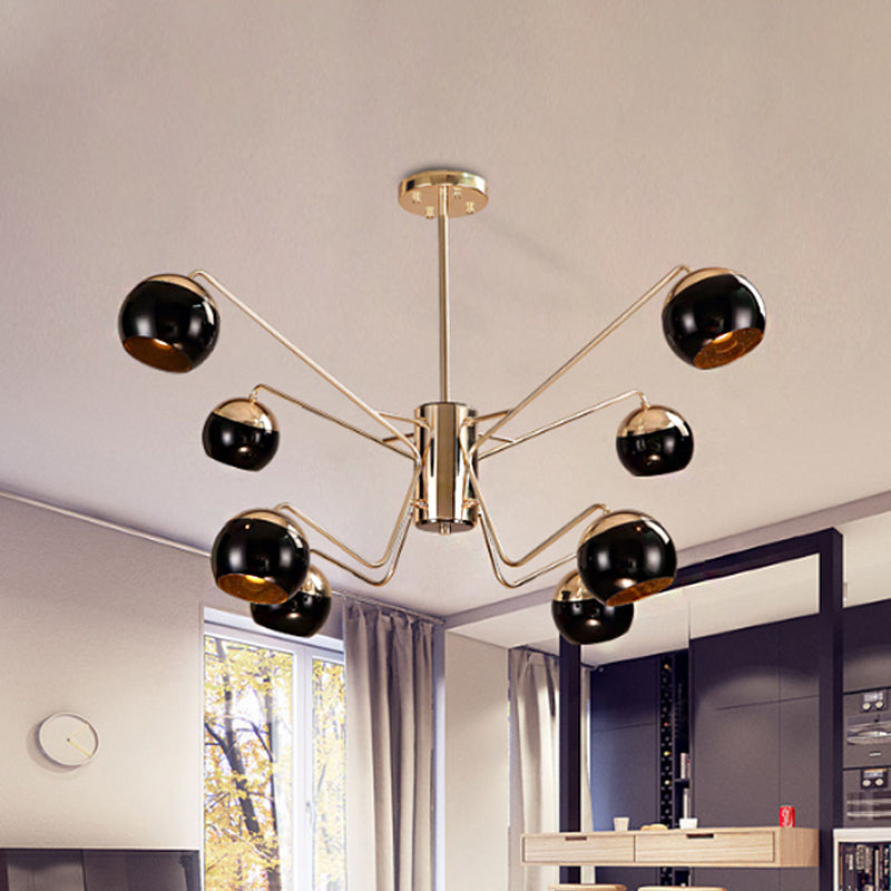 Modern Globe Shade Chandelier Pendant Light Metal 6/8/12 Heads Black Hanging Light for Bedroom Clearhalo 'Ceiling Lights' 'Chandeliers' 'Modern Chandeliers' 'Modern' Lighting' 238427