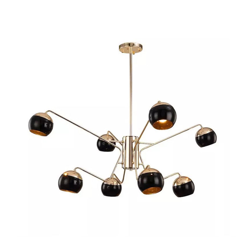 Modern Globe Shade Chandelier Pendant Light Metal 6/8/12 Heads Black Hanging Light for Bedroom 8 Black Clearhalo 'Ceiling Lights' 'Chandeliers' 'Modern Chandeliers' 'Modern' Lighting' 238428