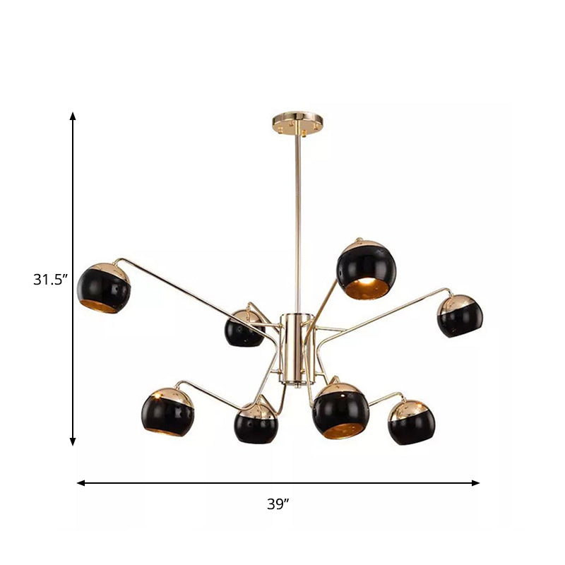 Modern Globe Shade Chandelier Pendant Light Metal 6/8/12 Heads Black Hanging Light for Bedroom Clearhalo 'Ceiling Lights' 'Chandeliers' 'Modern Chandeliers' 'Modern' Lighting' 238429