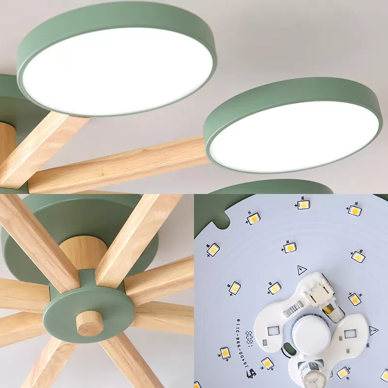 Undertint Snowflake Semi Ceiling Mount Light 8 Lights Modern Macaron Flush Light for Living Room Clearhalo 'Ceiling Lights' 'Close To Ceiling Lights' 'Close to ceiling' 'Semi-flushmount' Lighting' 23843