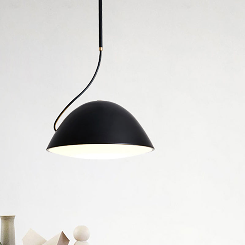 Black/White Dome Hanging Pendant Light Contemporary Metal 1 Light Suspension Light for Dining Room Black Clearhalo 'Ceiling Lights' 'Modern Pendants' 'Modern' 'Pendant Lights' 'Pendants' Lighting' 238434