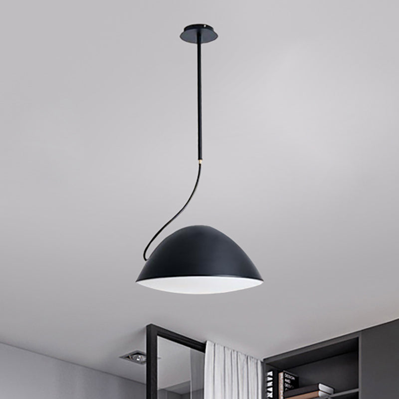 Black/White Dome Hanging Pendant Light Contemporary Metal 1 Light Suspension Light for Dining Room Clearhalo 'Ceiling Lights' 'Modern Pendants' 'Modern' 'Pendant Lights' 'Pendants' Lighting' 238435